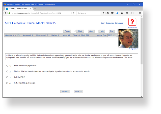 MFT California Clinical Mock Exam, Online